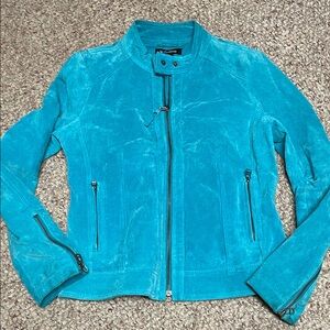 Vintage y2k le chateau Zip-Front moto style Jacket with snap neck